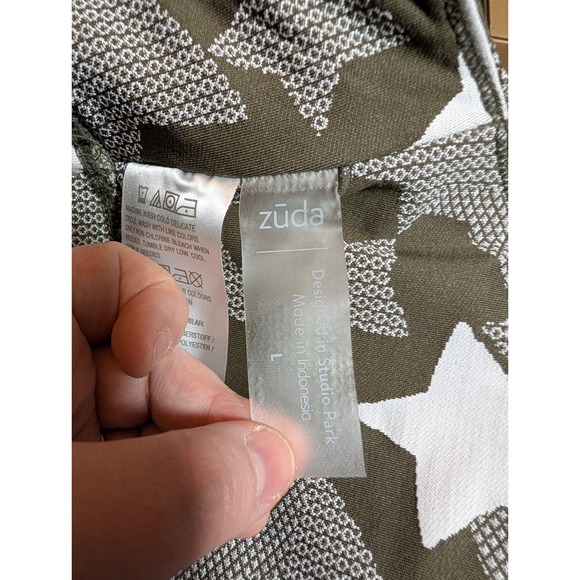 Zuda Women's Green White Star Print Longline Sports Bra Racerback Crop Top Large - Picture 4 of 5